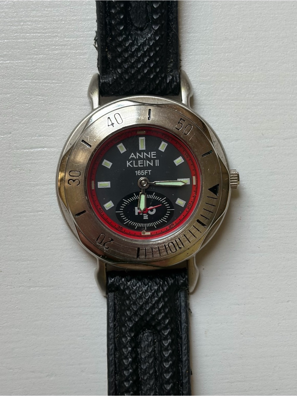 Anne Klein II H2O Quartz 165 Ft Stainless Steel Wrist Watch 30mm With Black Band